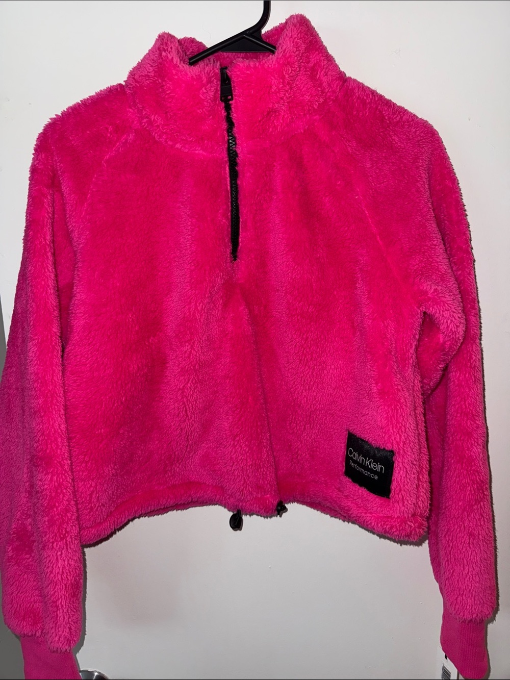 Calvin Klein Hot Pink Plush Half-Zip Pullover Hoodie